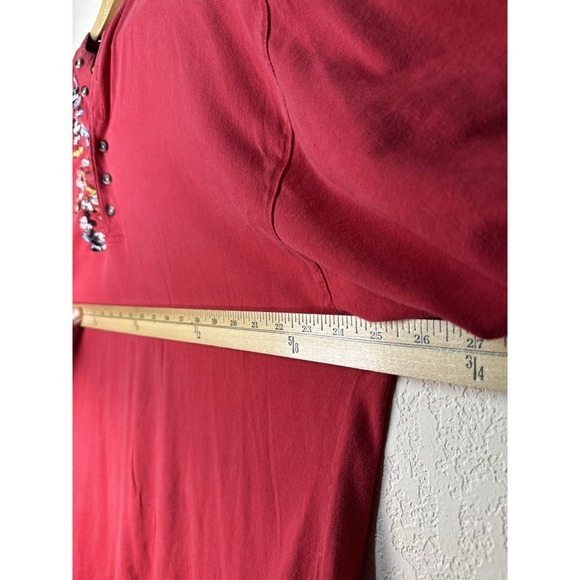 Disney Store Women's XXL Red Henley Long Sleeve Shirt Mickey‎ Embroidery *RARE* - Picture 7 of 9